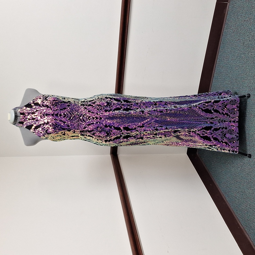 City Vibe Iridescent Sequin Bodycon Mermaid Maxi Prom Dress Sz 11